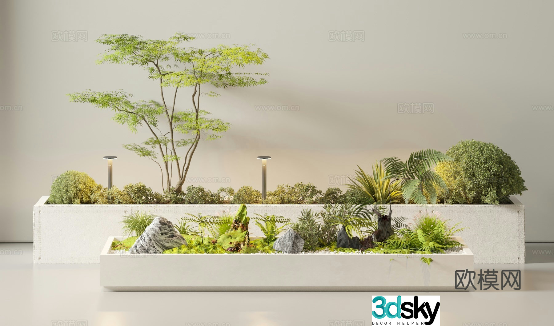 Modern plant heap flower box flower bed 3d model
