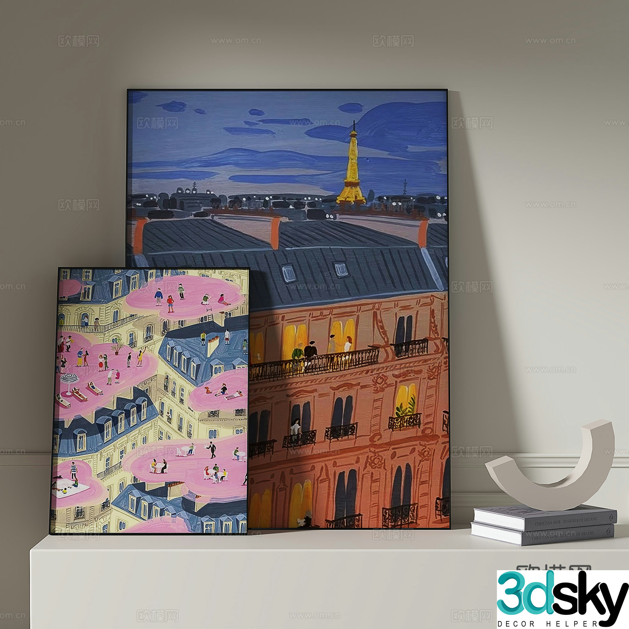 Modern cartoon painting decorative painting 3d model