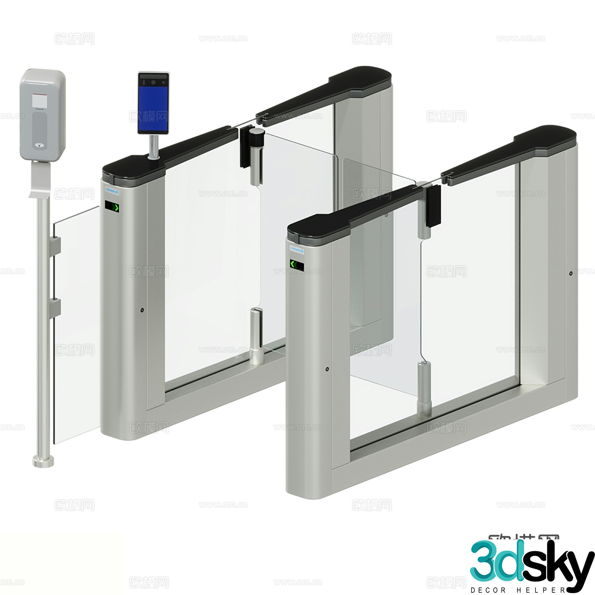 Modern access control machine gate induction door 3D model