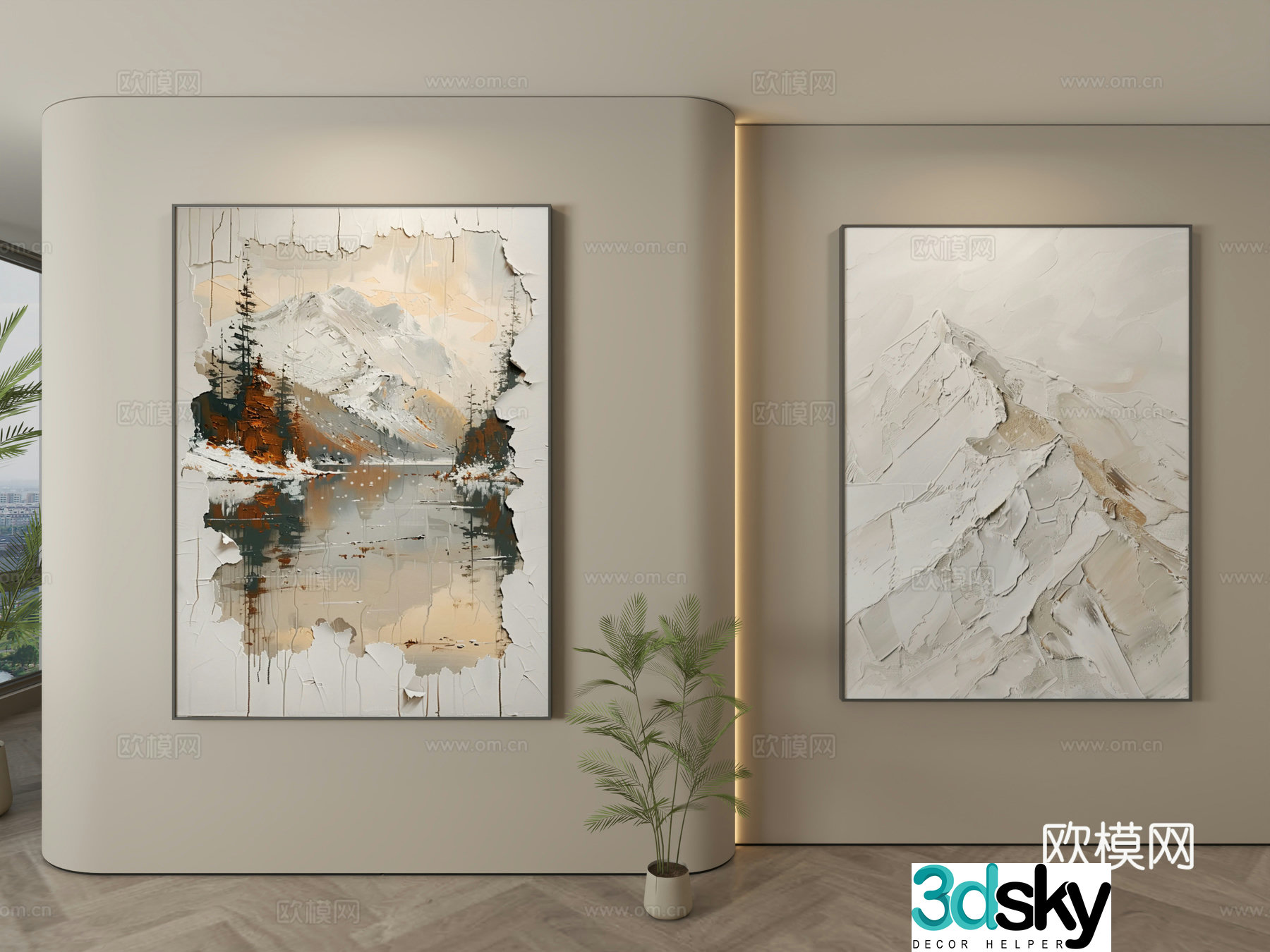 Modern texture painting decorative painting 3D model