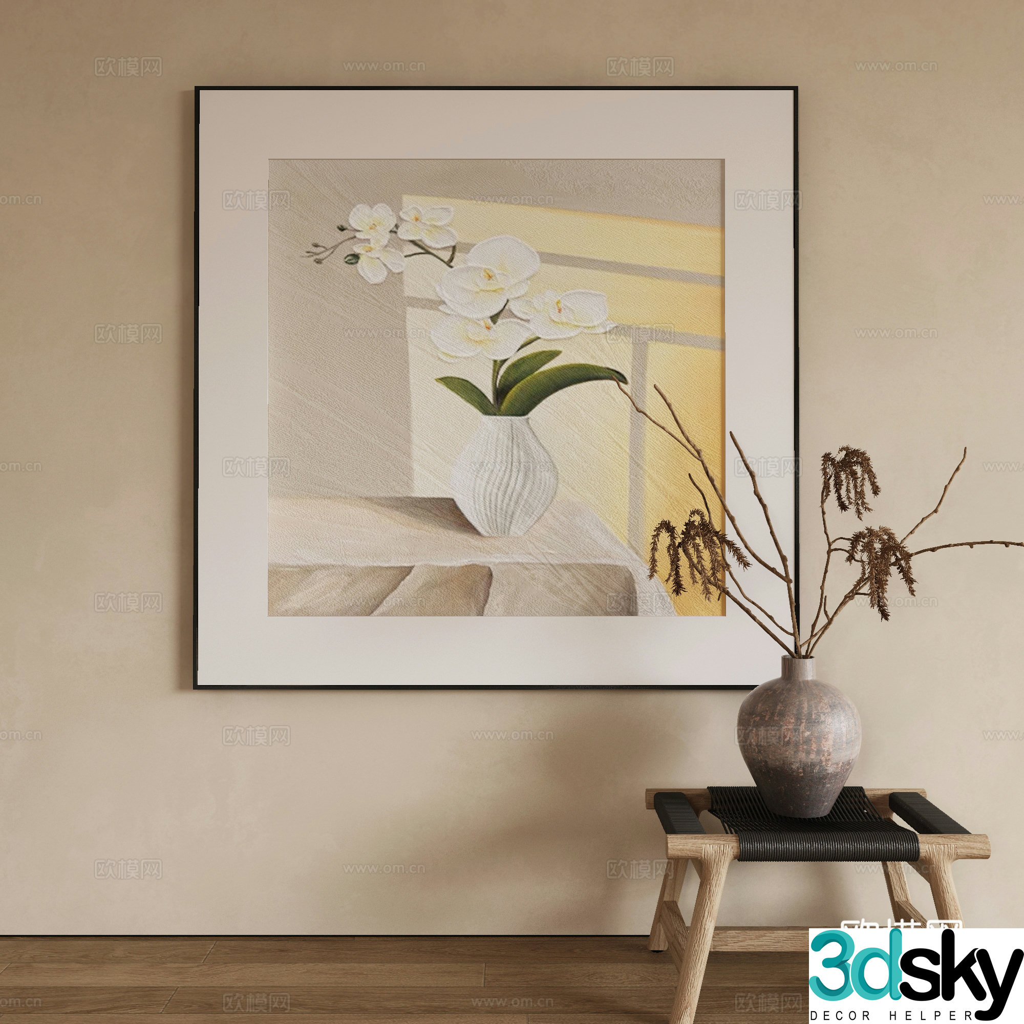 Modern texture painting decorative painting 3d model
