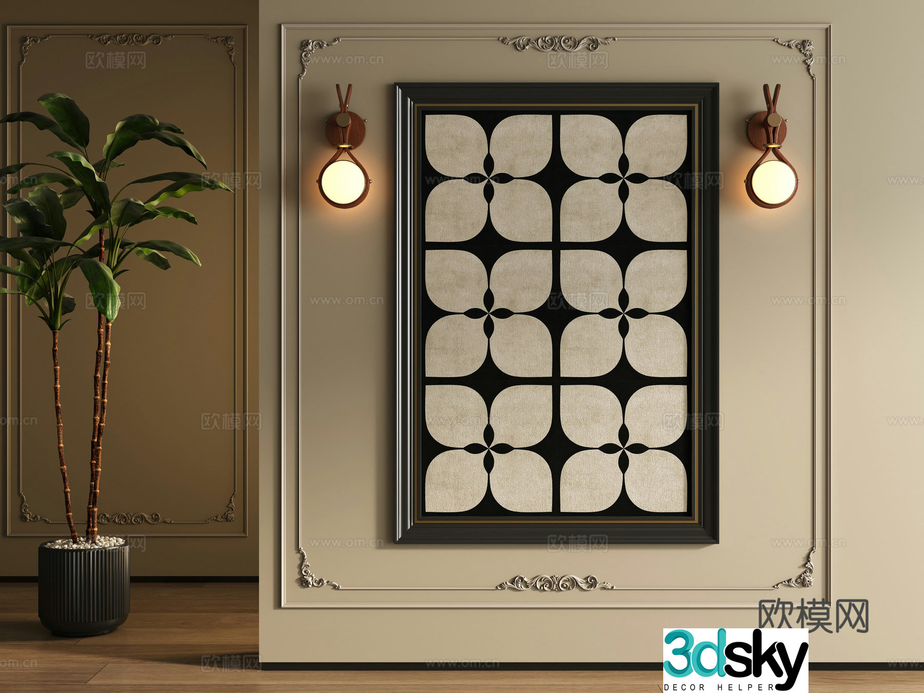French decorative painting texture painting 3d model