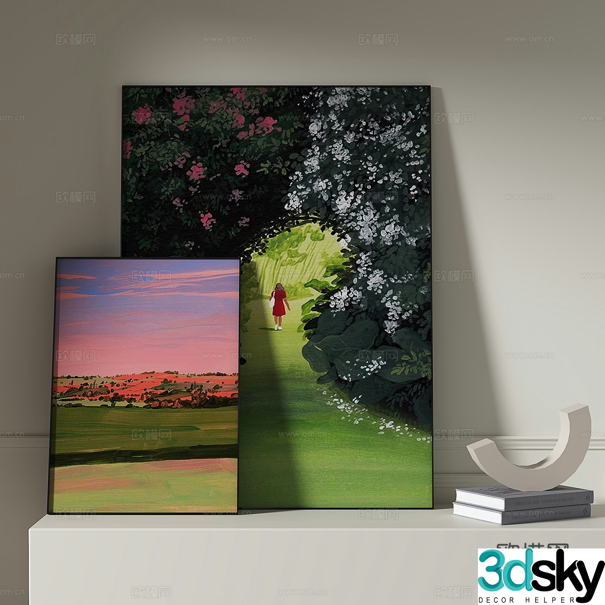 Modern cartoon painting decorative painting 3d model