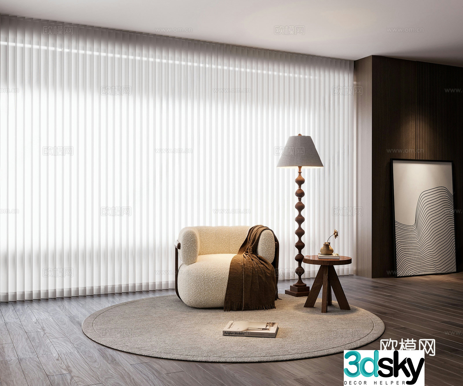 Cream style single sofa 3d model