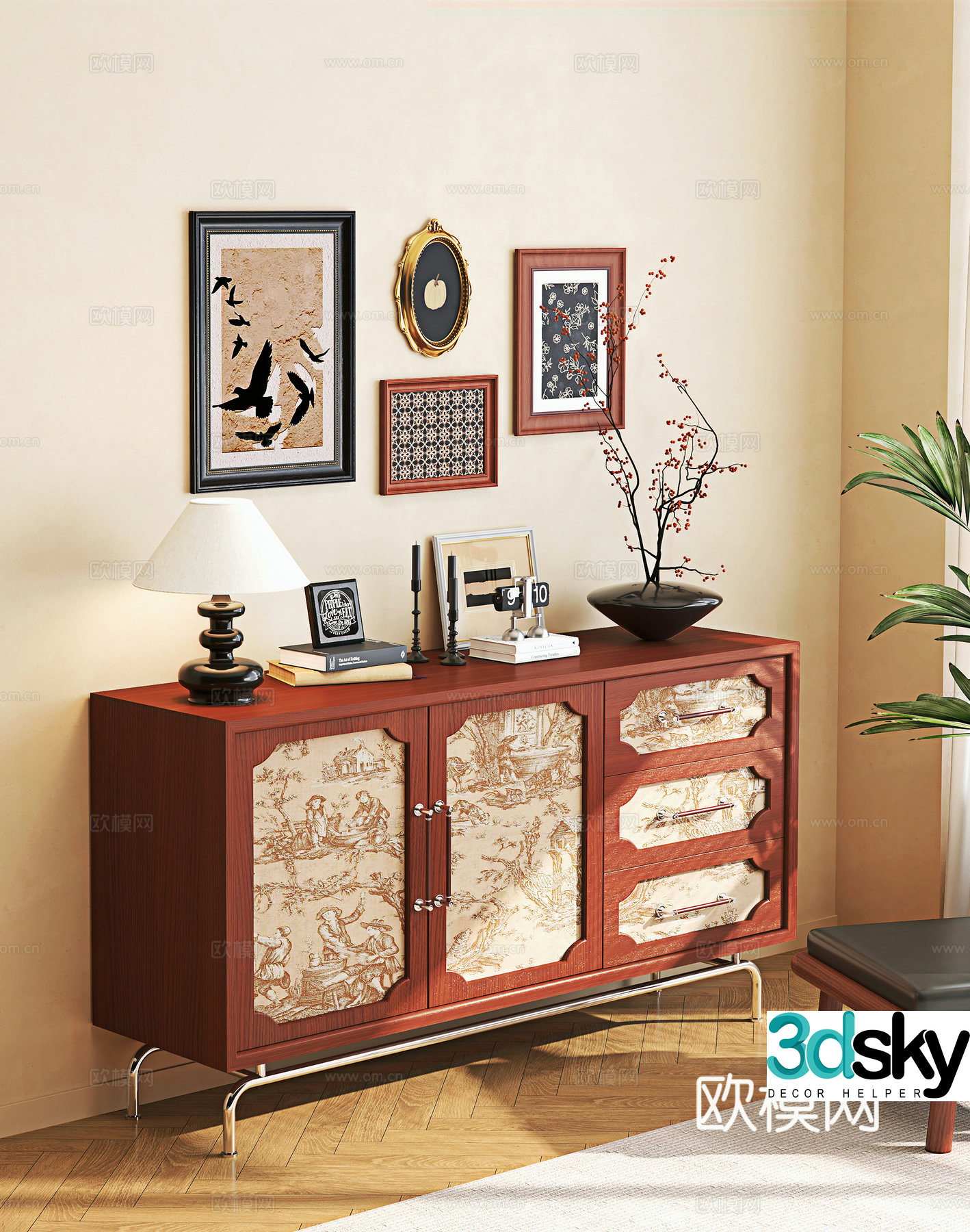 3D model of medieval style porch cabinet