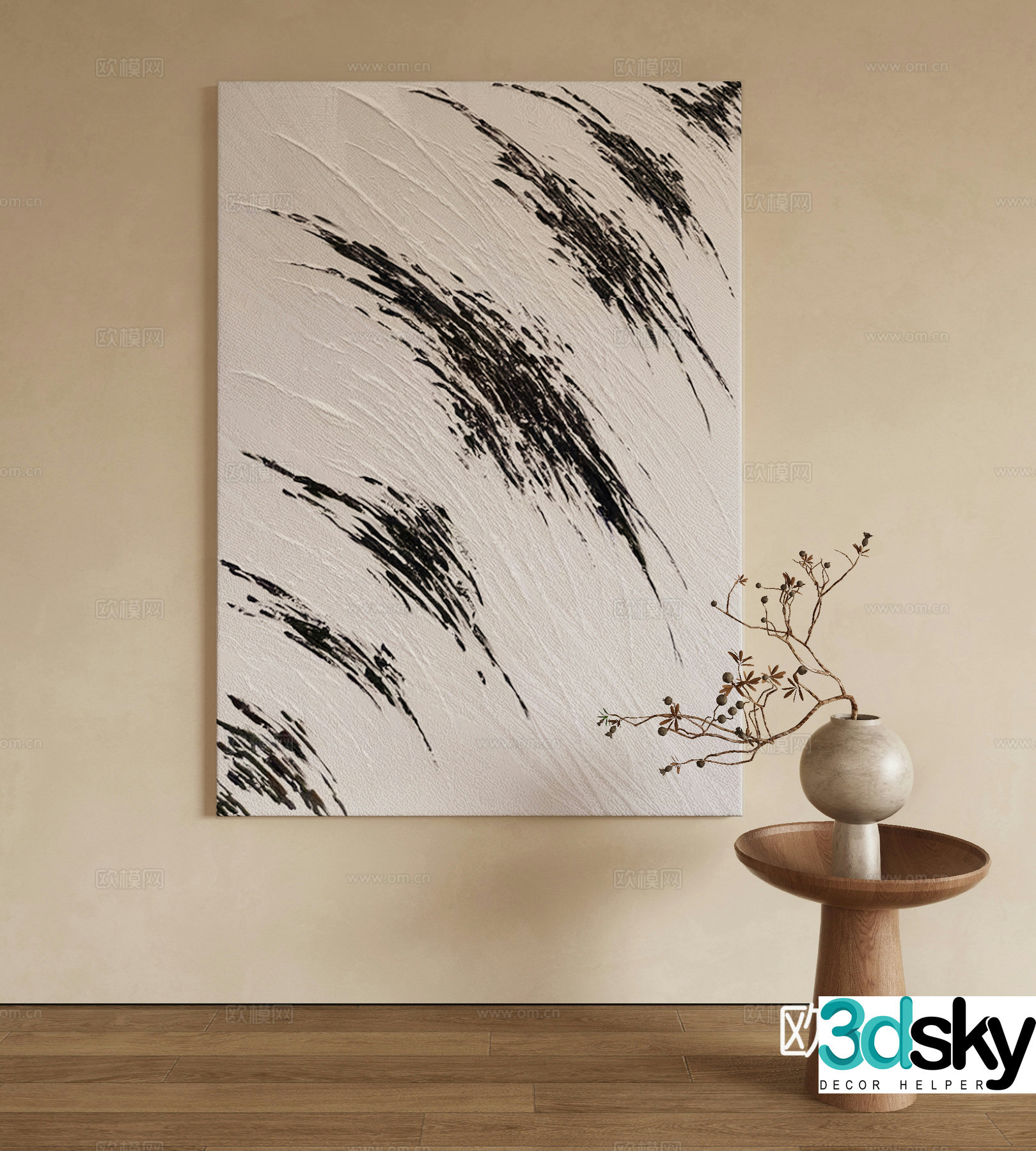 Modern texture painting decorative painting 3d model