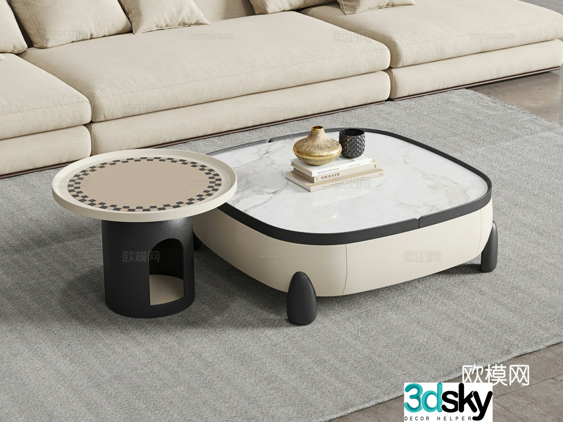 Modern mother-child coffee table 3d model