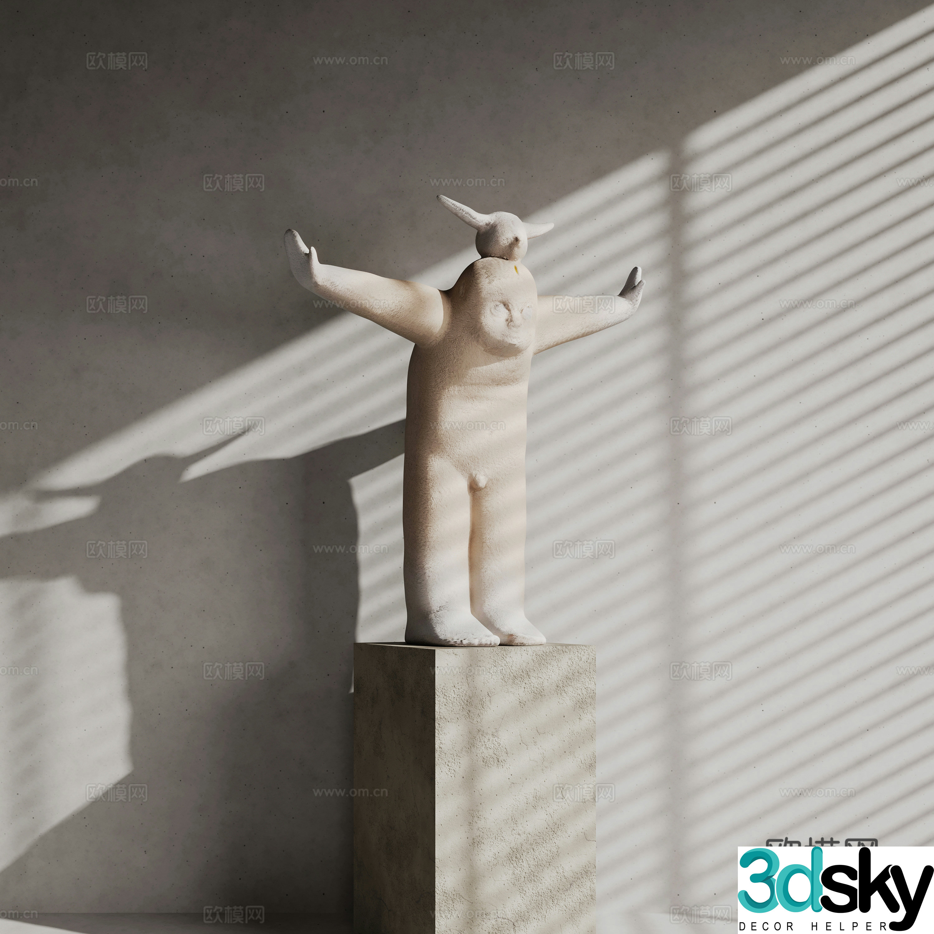 Modern humanoid art Sculpture installation 3d model