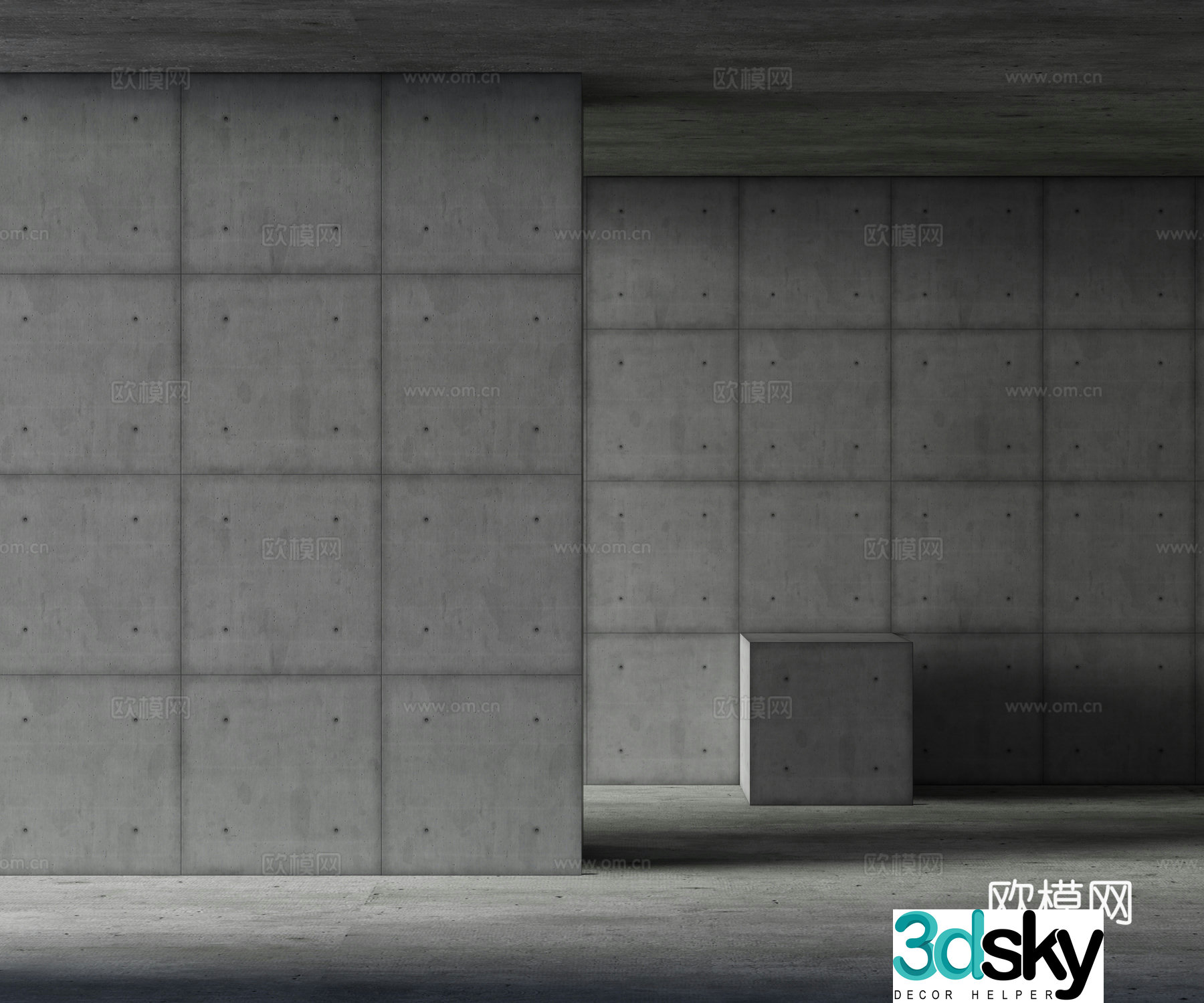Modern cement board concrete 3d model