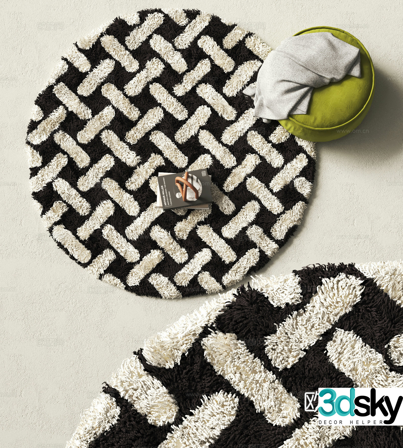Modern round carpet Plush carpet 3d model
