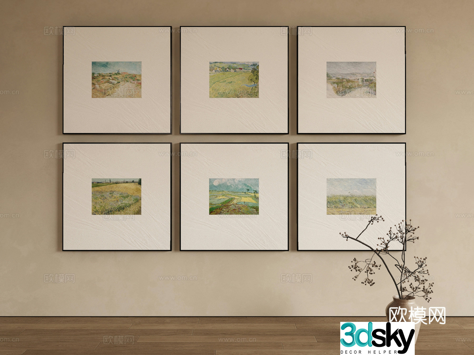 Modern oil painting landscape painting decorative painting 3d model