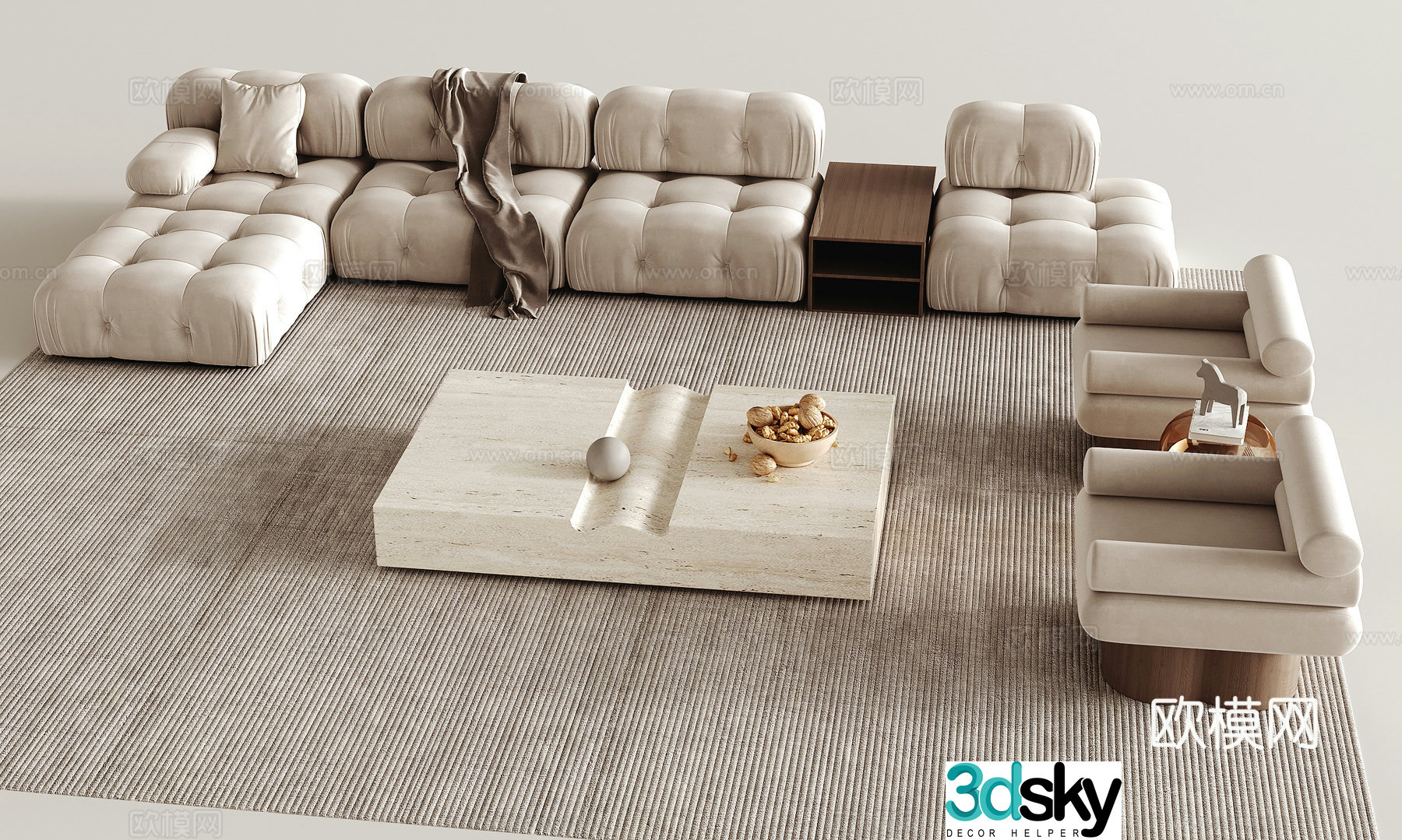Cream Wind combination sofa 3D model