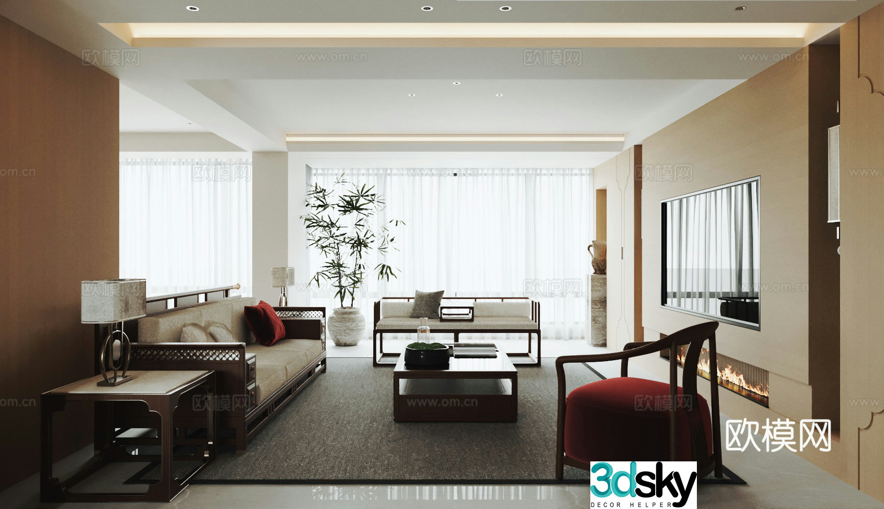 New Chinese living room 3D model