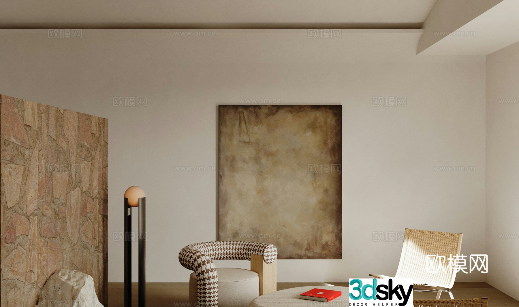 Wasabi texture painting living room hanging painting 3D model