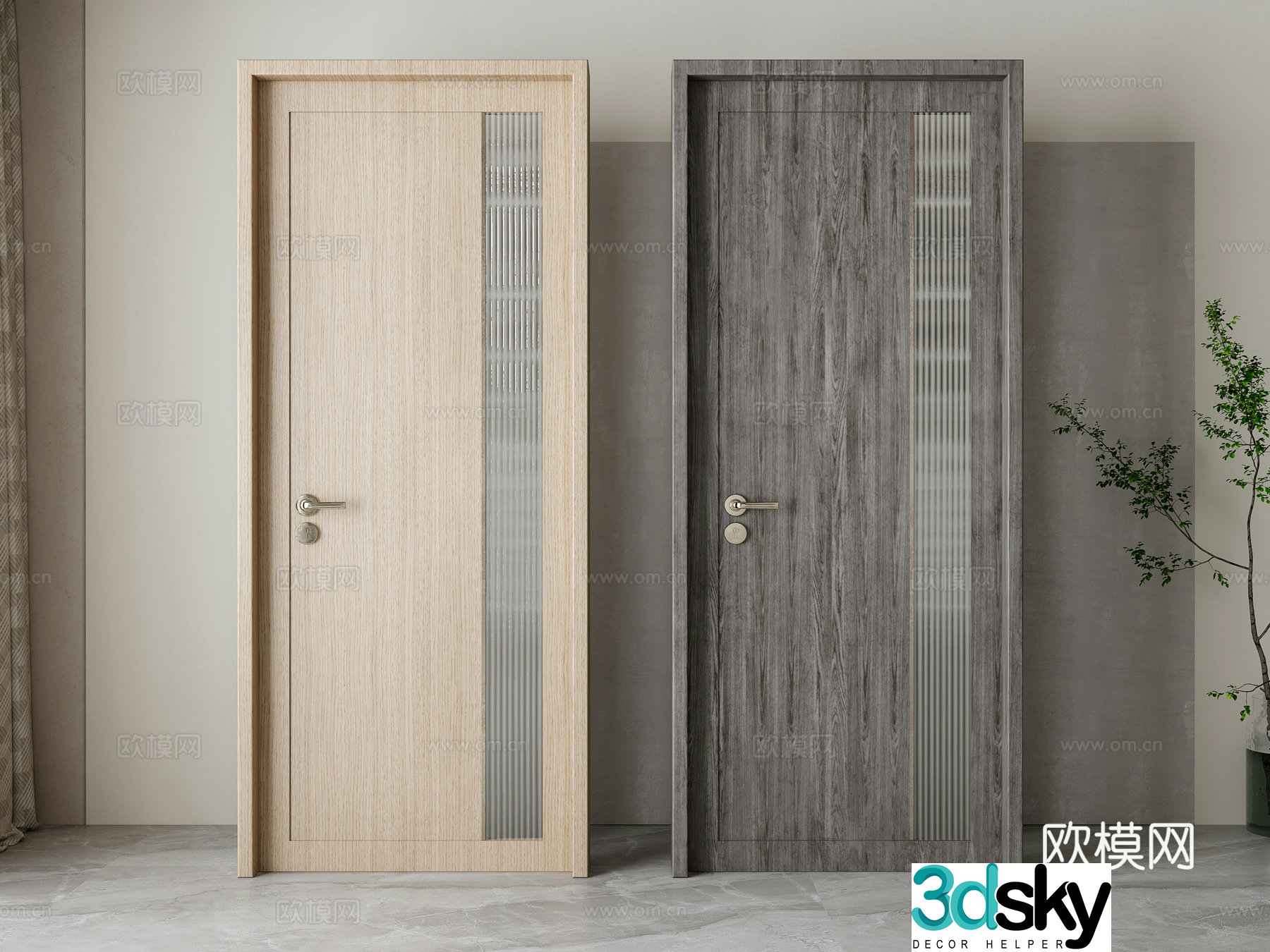 Wasabi door single-open door swing door 3D model