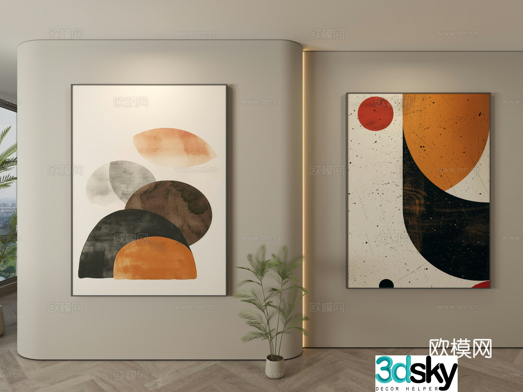 Modern abstract painting Decorative painting 3d model