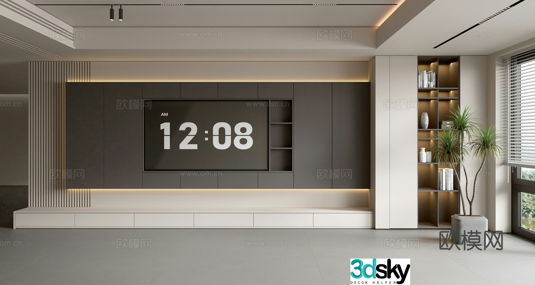 Modern TV background wall 3d model