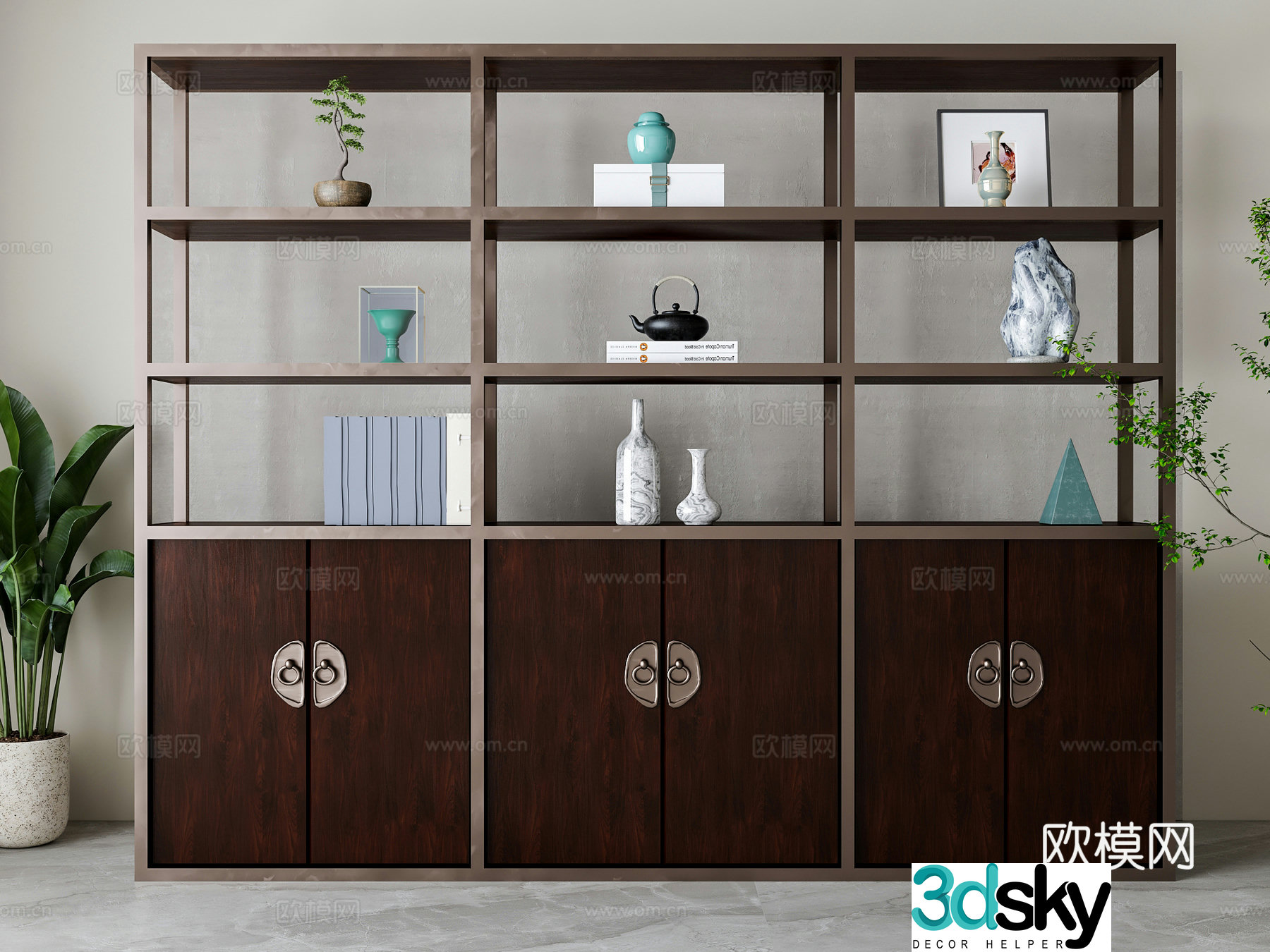 New Chinese style decorative cabinet 3D model