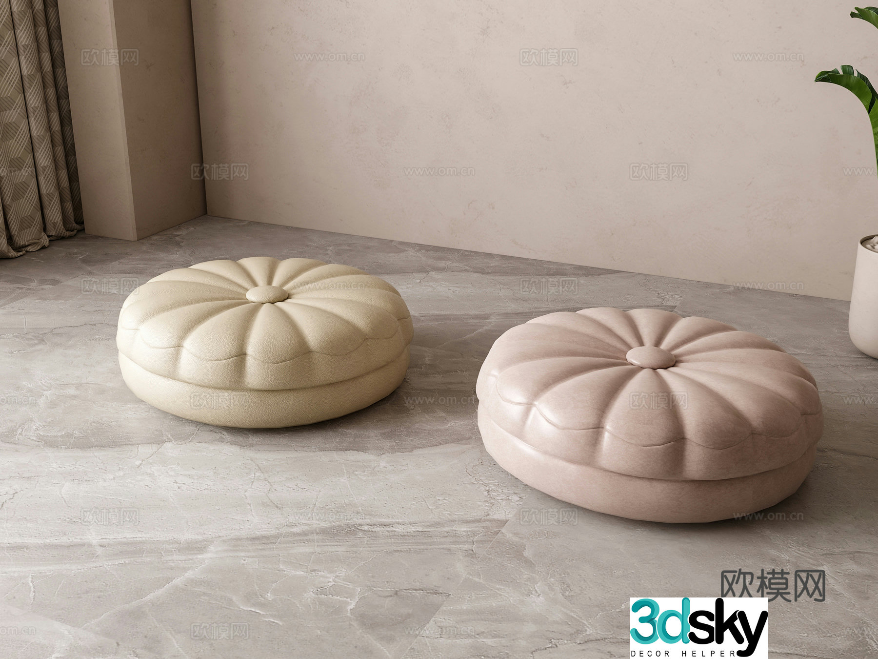 French futon cushion 3D model