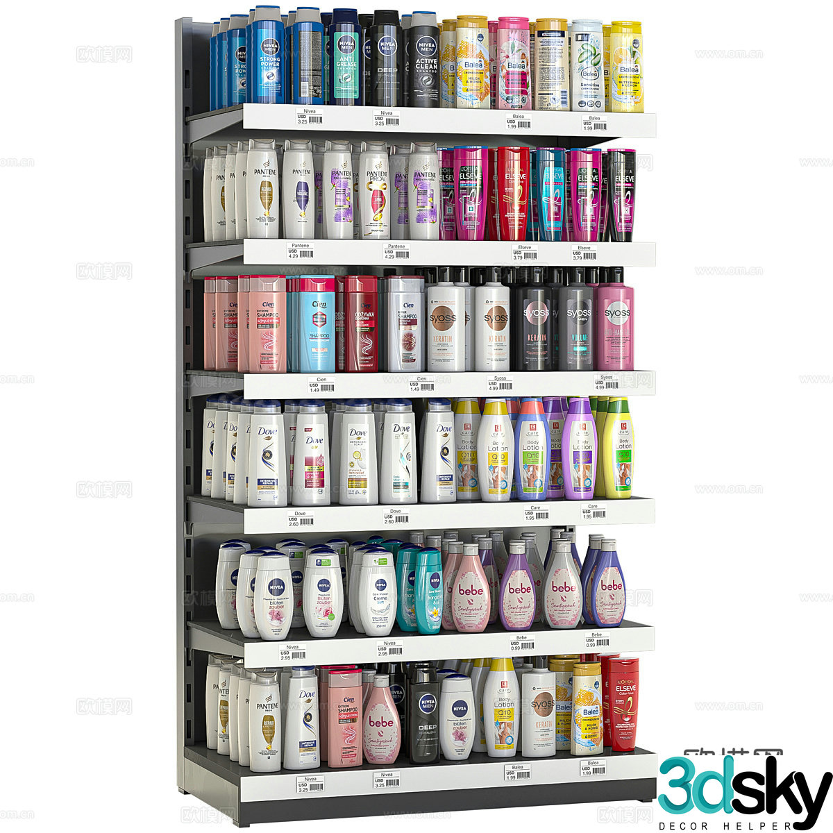 Beverage shelves Supermarket shelves Retail industry 3D model