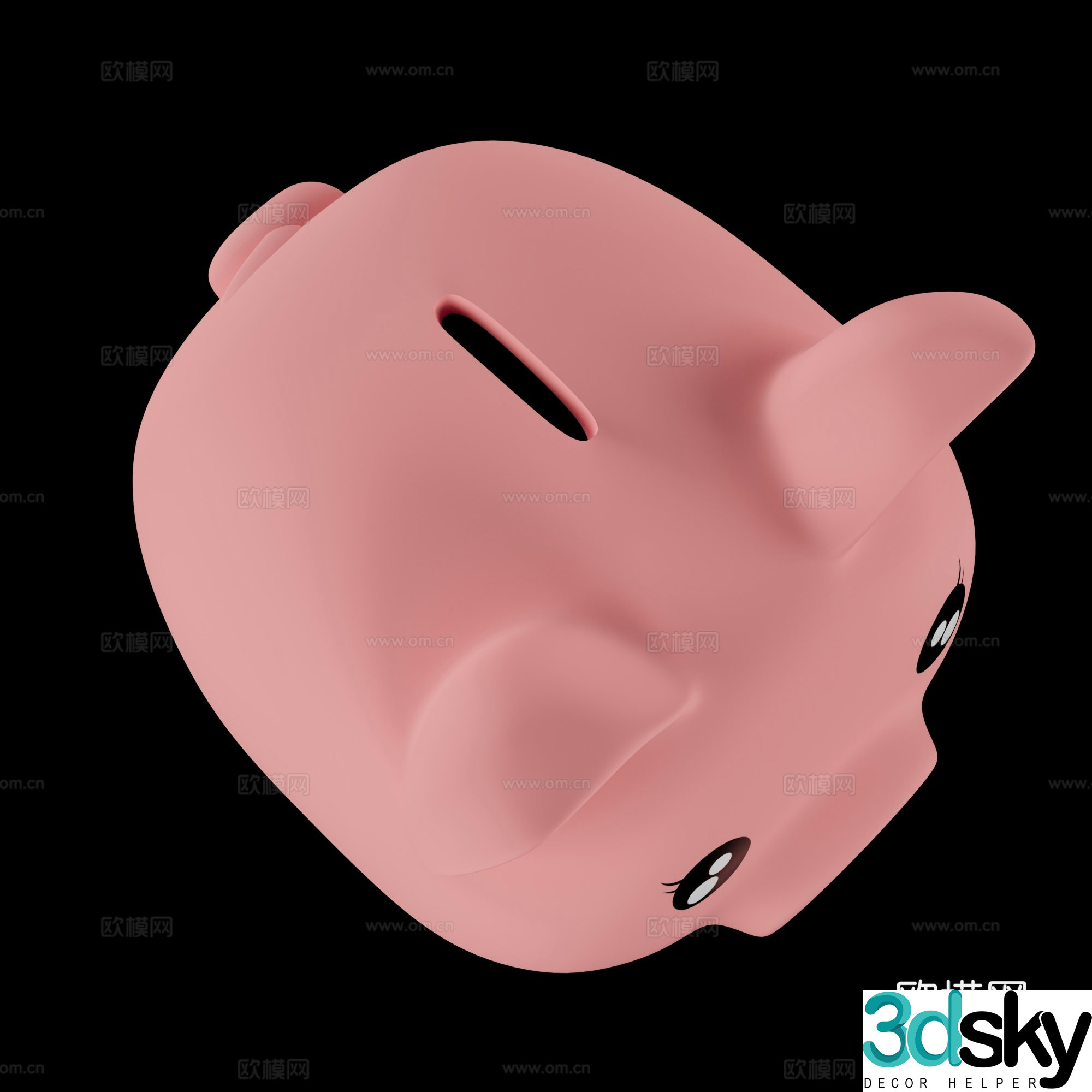 Pink piggy bank 3d model