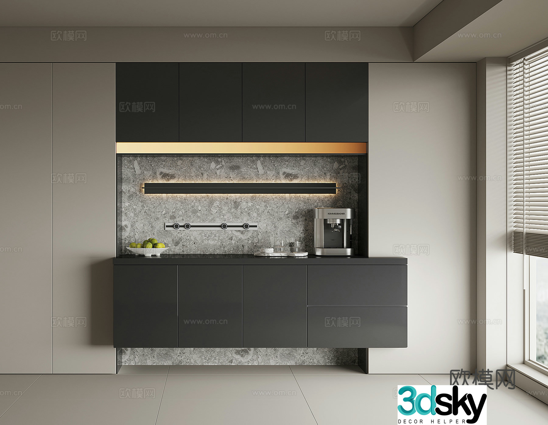 Modern wine cabinet sideboard 3D model