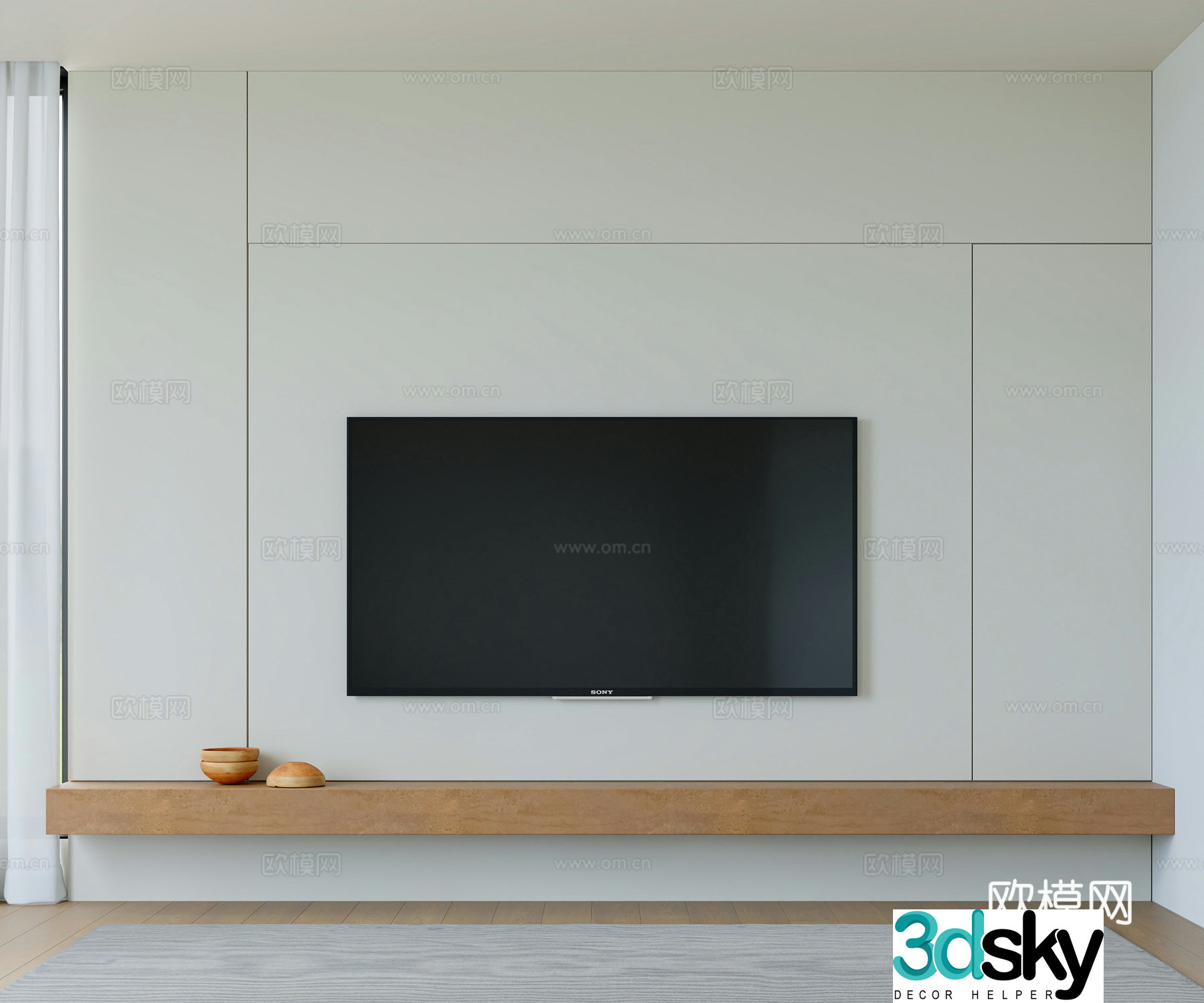 Modern TV background wall 3d model