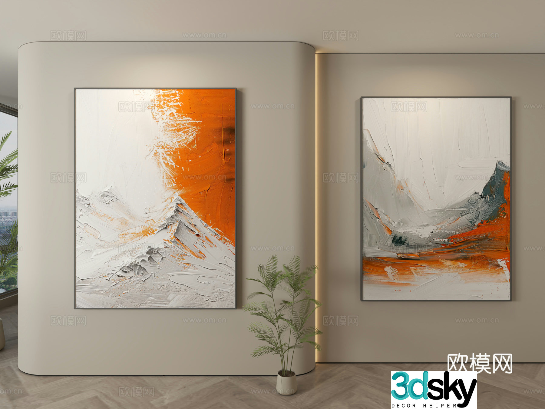 Modern texture painting decorative painting 3d model