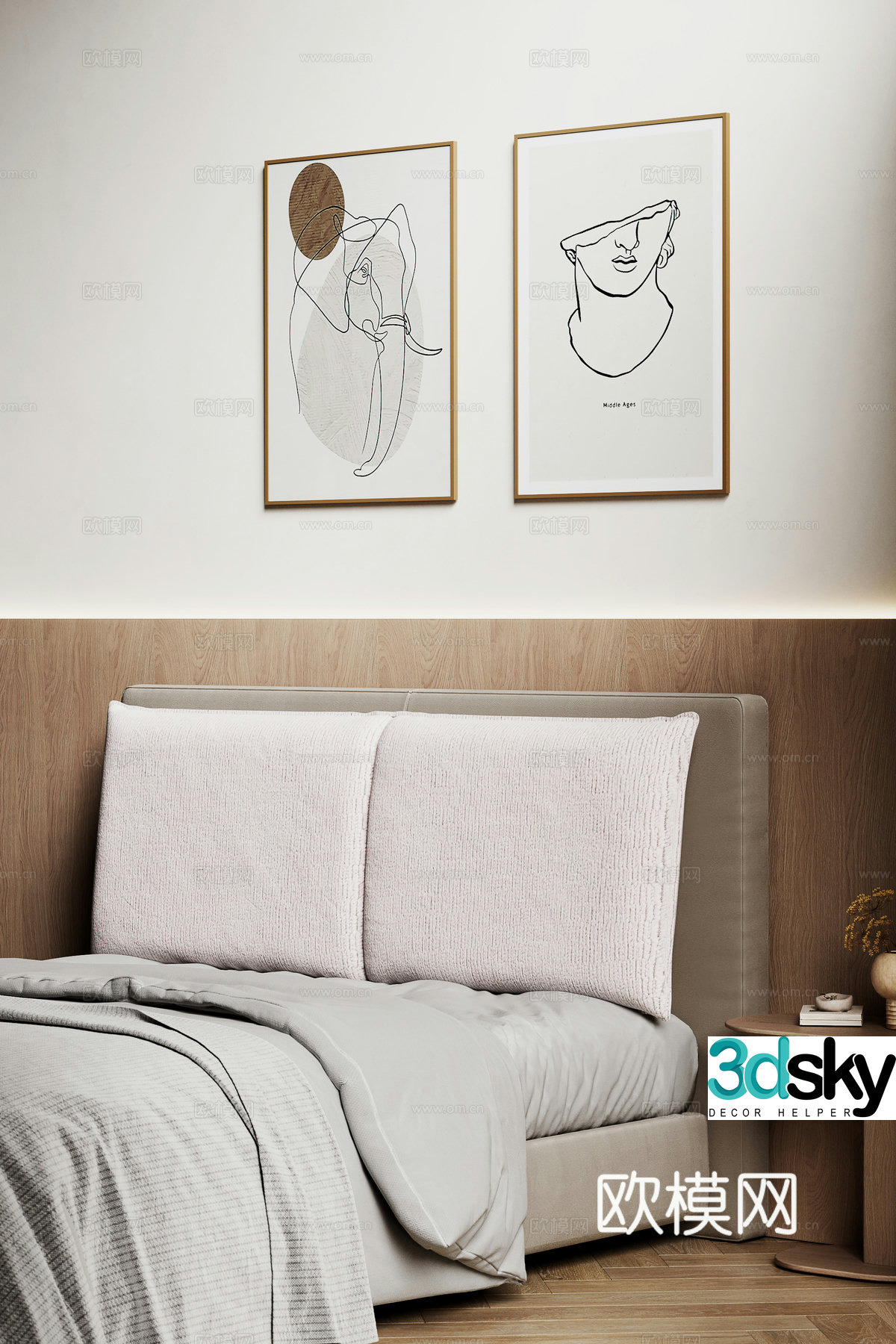 Modern double bed 3d model