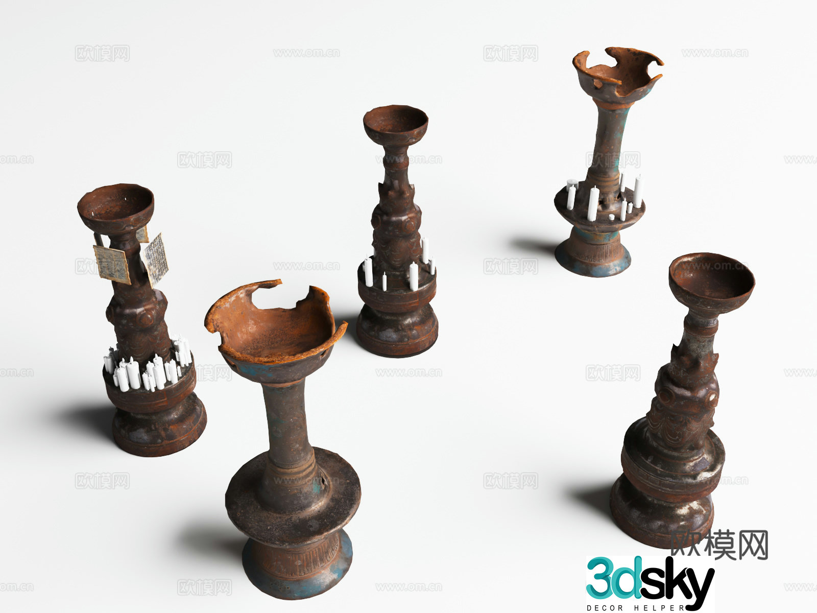 Ancient niches stone niches candle holder 3d model