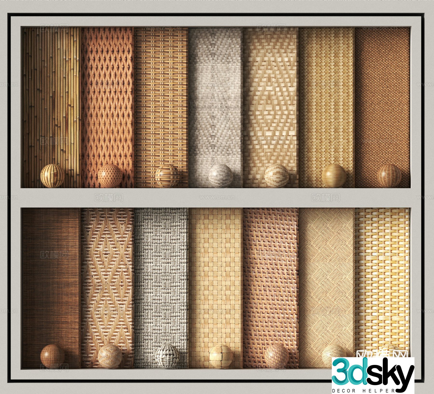 Modern rattan bamboo weaving 3D model
