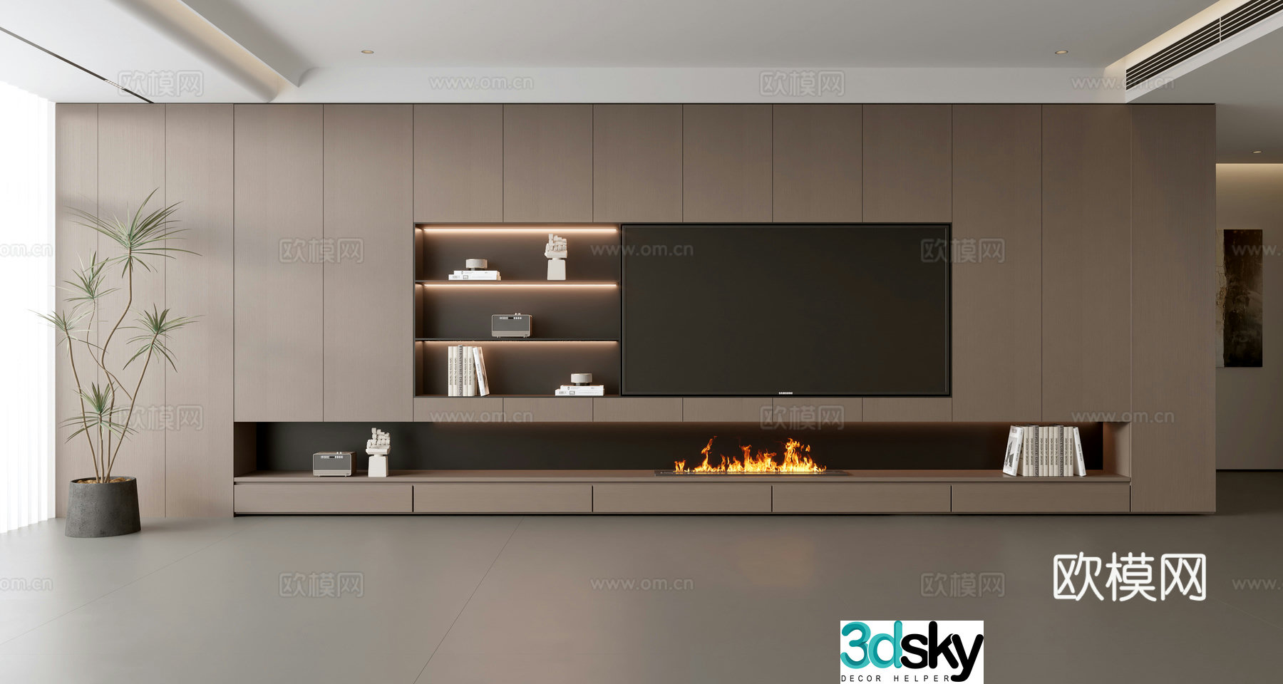 Modern TV background wall 3d model