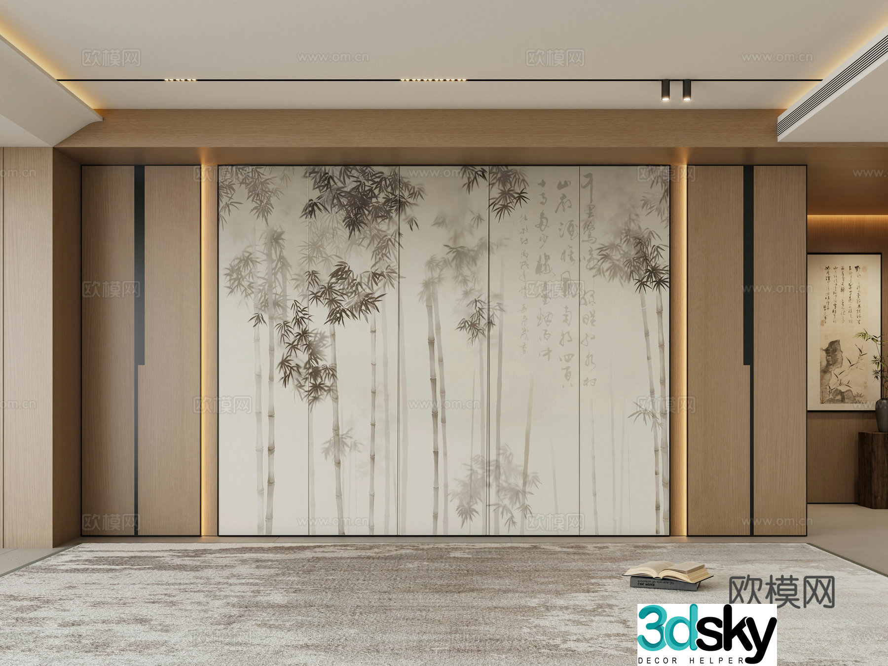 New Chinese sofa background wall 3d model