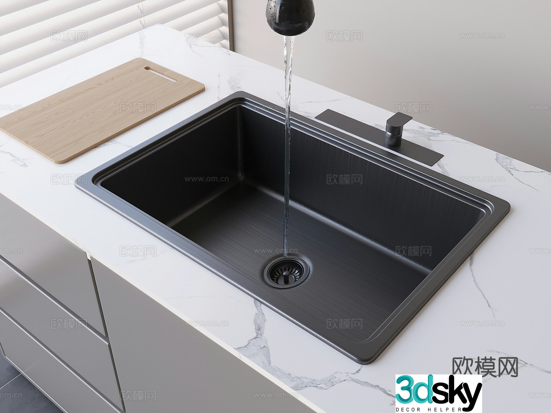 Single sink -laundering packet cutting board 3D model