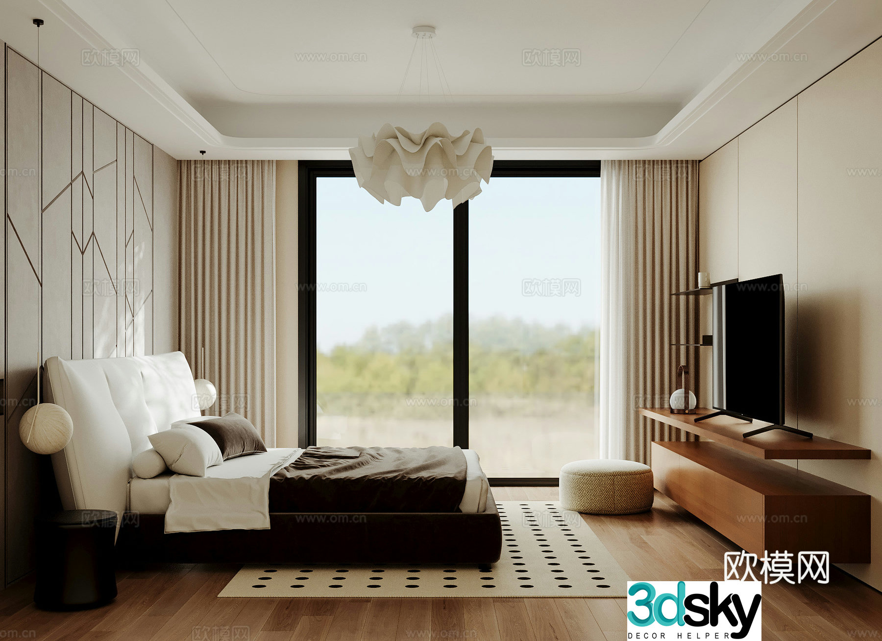 Middle style bedroom master bedroom 3D model