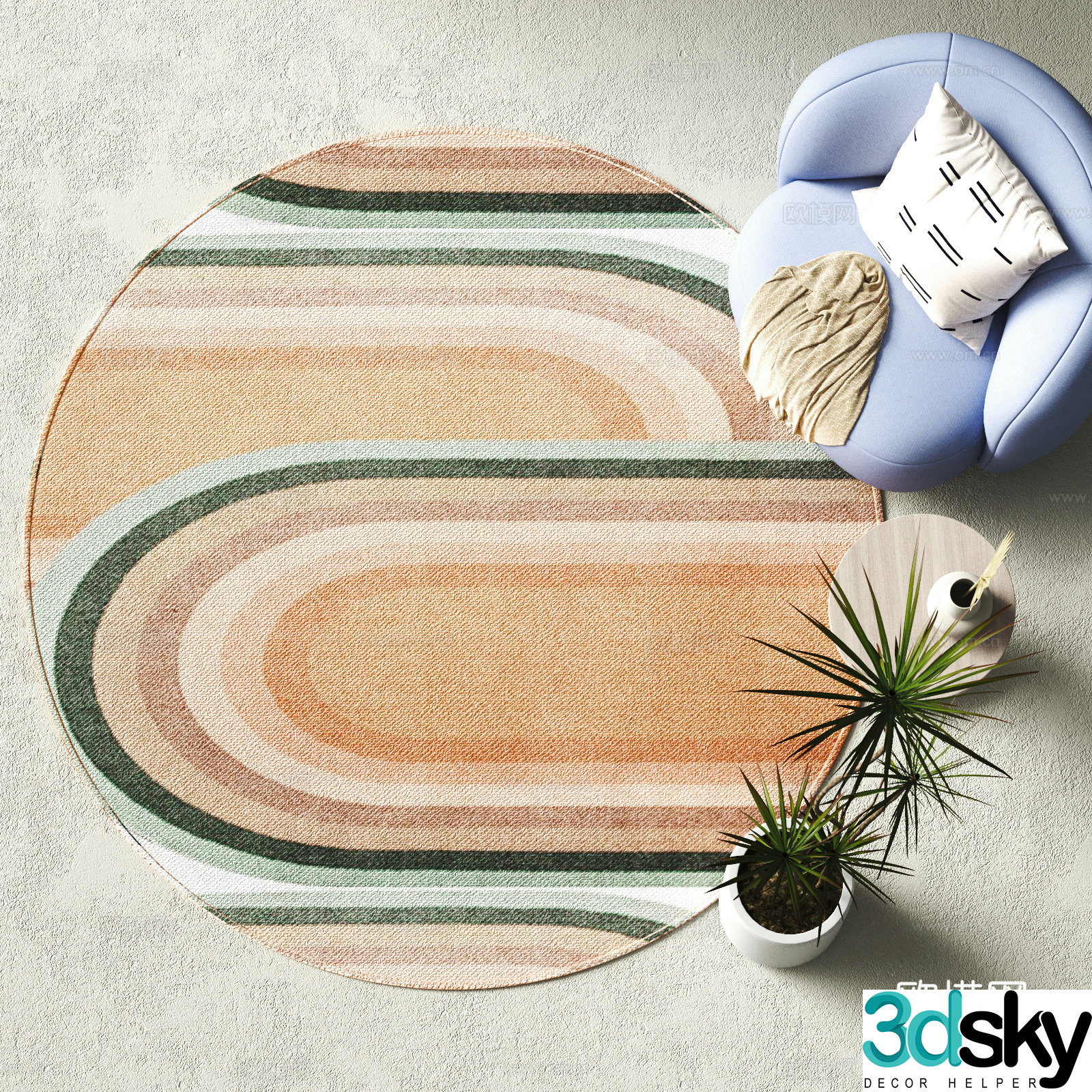 Modern round carpet 3d model