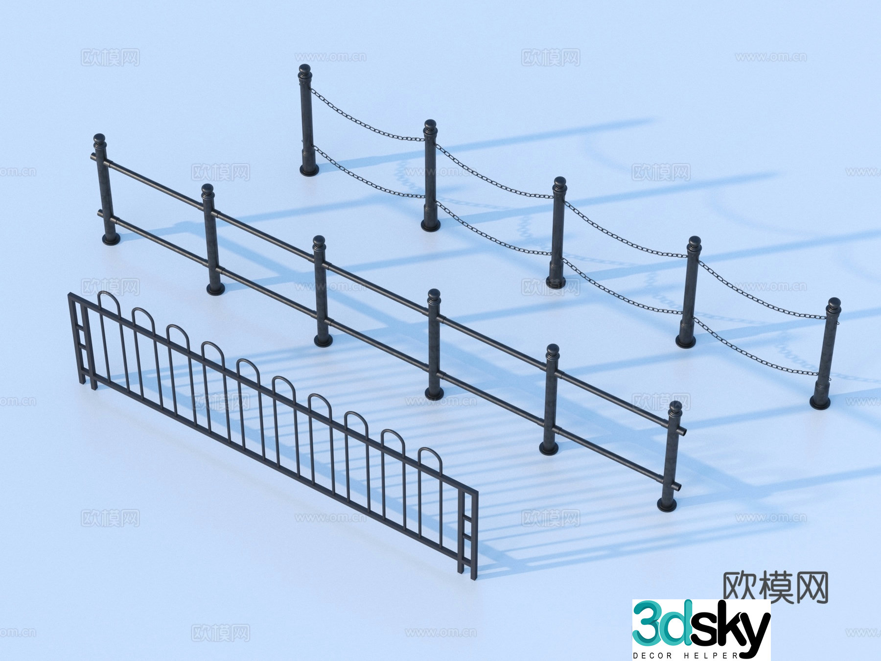 Guardrail Rail Fence Wrought Fence 3D Model