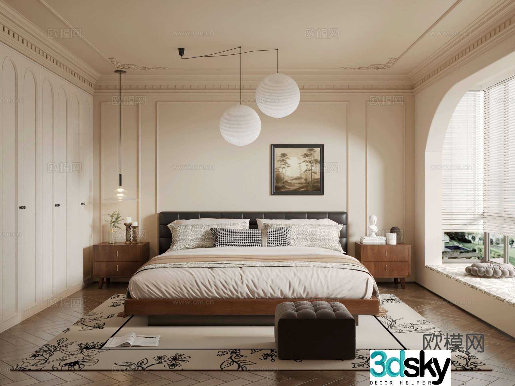 Middle style bedroom master bedroom 3D model
