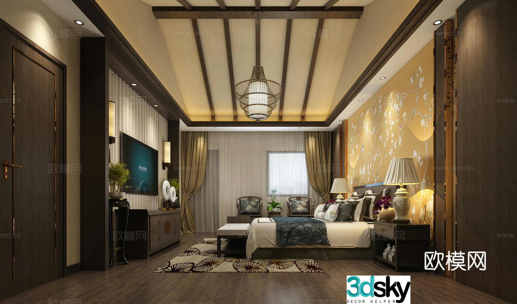 New Chinese style bedroom master bedroom 3D model