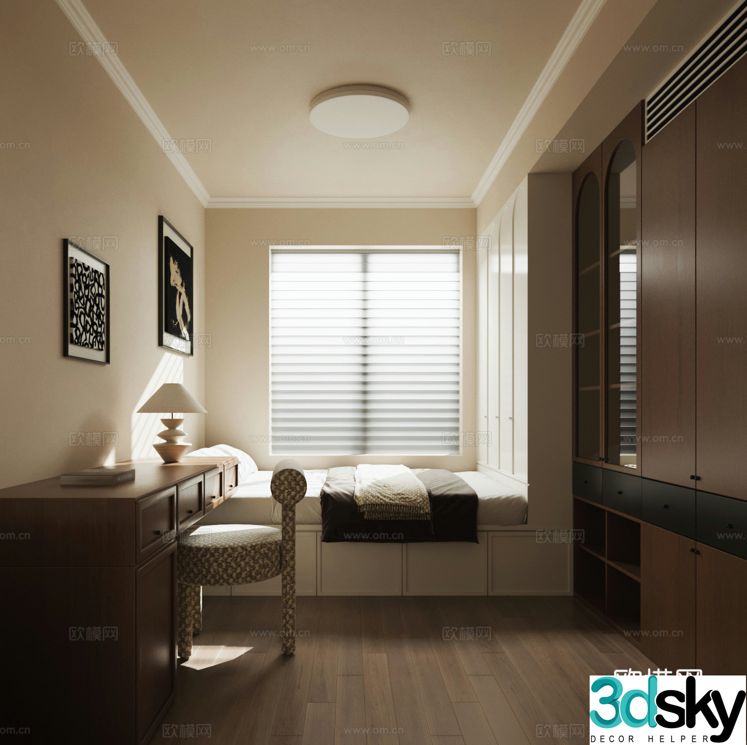 Middle style tatami bedroom 3d model