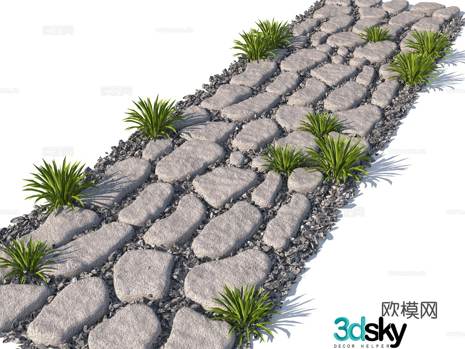 Modern Tingbuyuan Road Trail Stone Landscape Garden Road 3D model