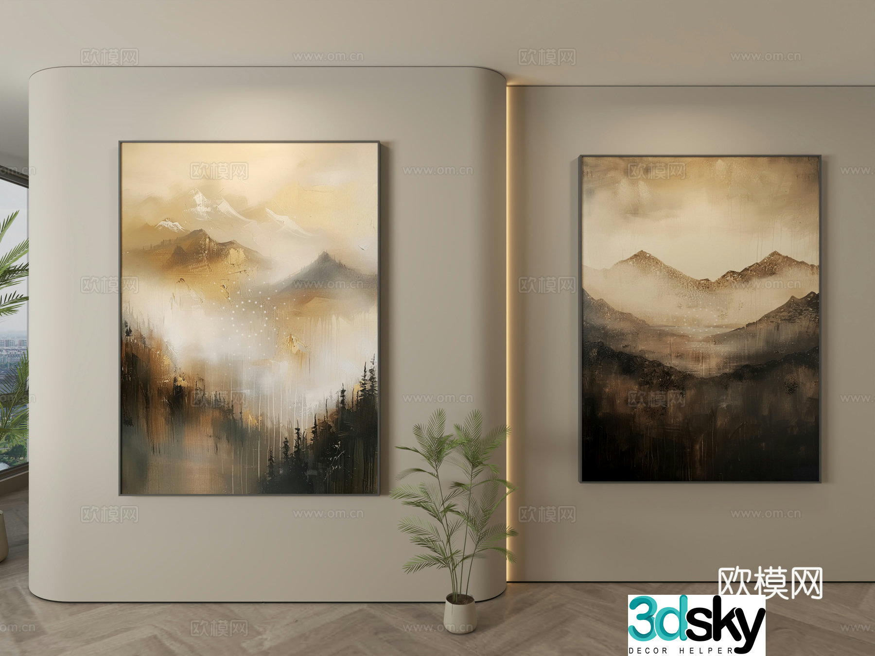 Modern oil painting landscape painting decorative painting 3d model