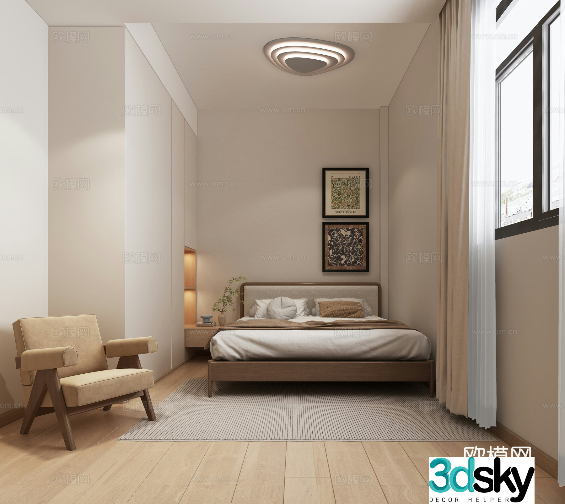 Middle style bedroom Elder room 3D model