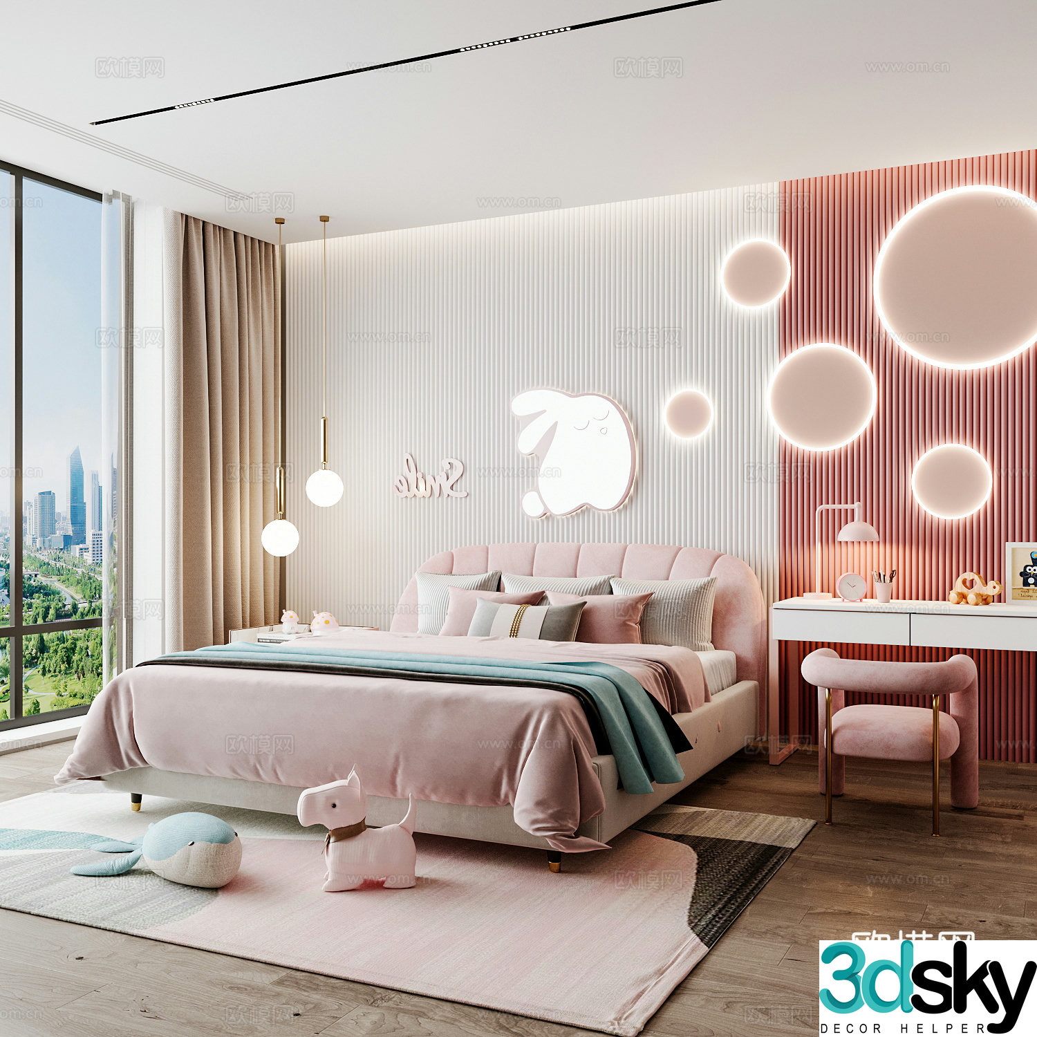 Modern children’s room girl’s room 3d model