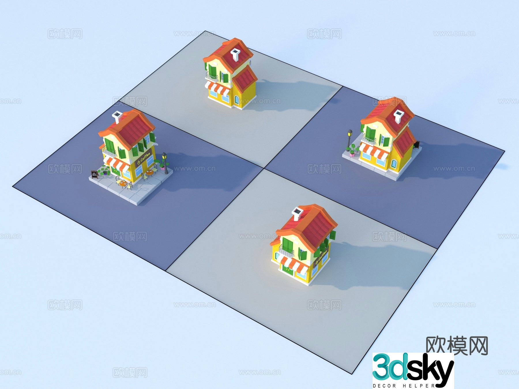 Cartoon toys architectural sketch 3d model