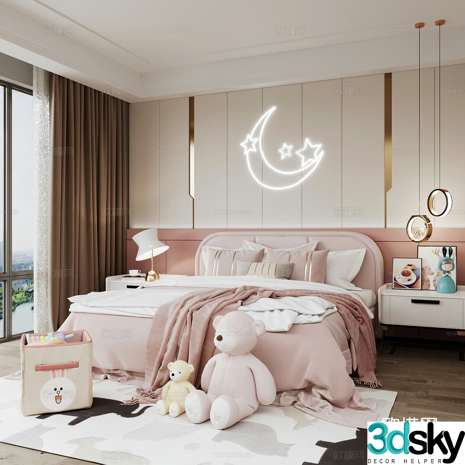 Modern children’s room girl’s room 3d model