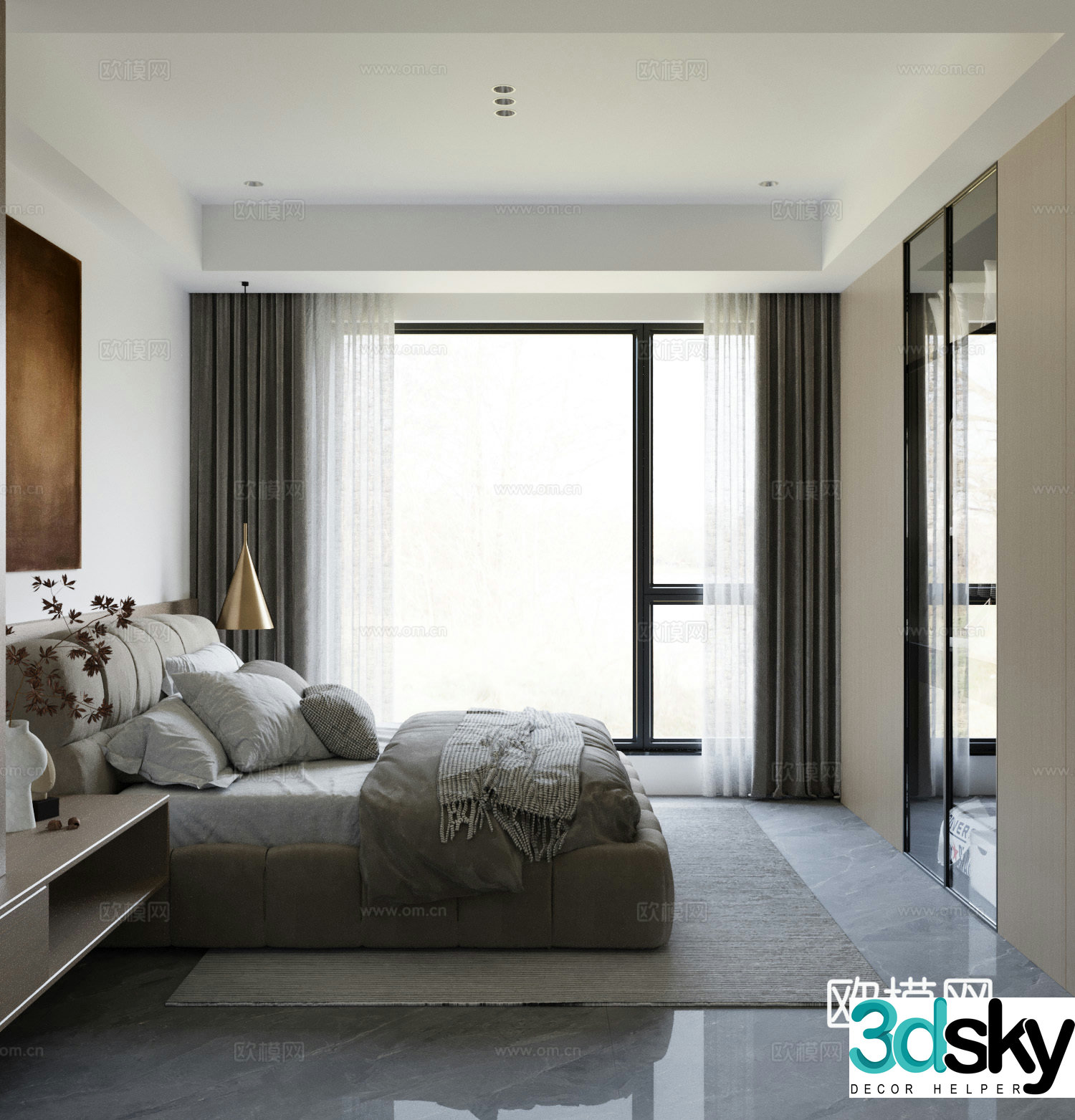 Modern bedroom master bedroom 3d model