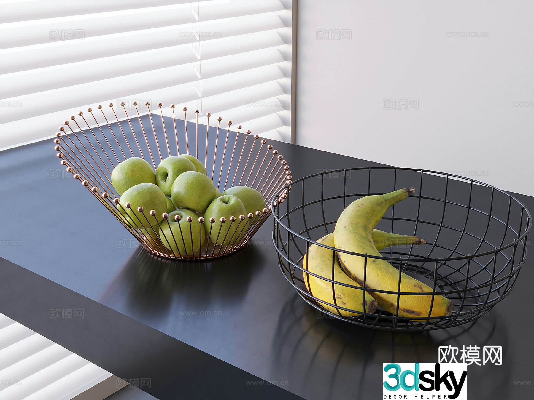 Fruit apple banana fruit plate fruit basket 3D model