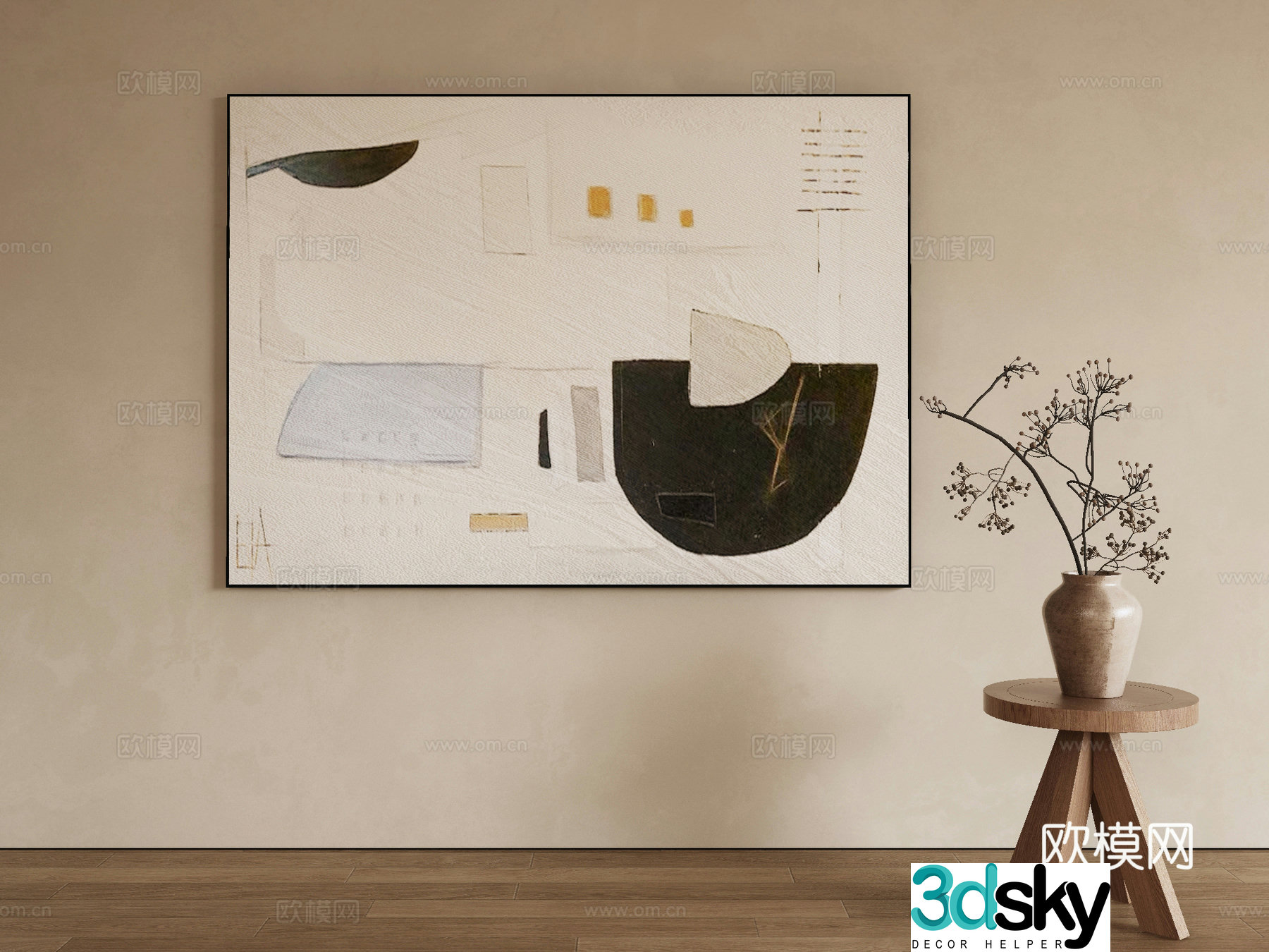Modern texture painting decorative painting 3d model