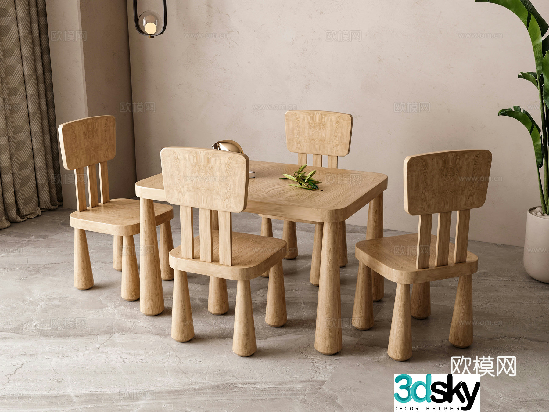 Logu Children’s Table and Chair 3D Model